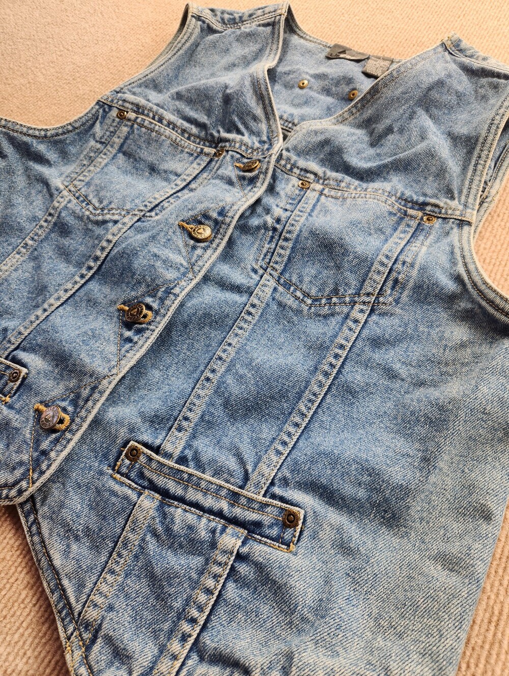 Vintage Liz Claiborne Lizwear Women's Blue Denim Button Vest Size Large